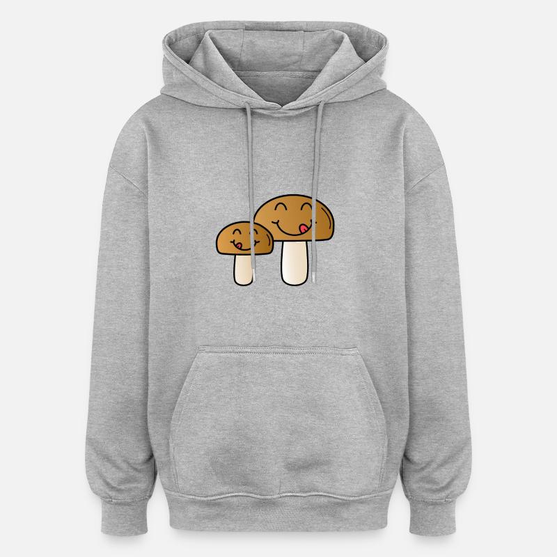 champignons - Sweat à capuche oversize unisexe - gris chiné