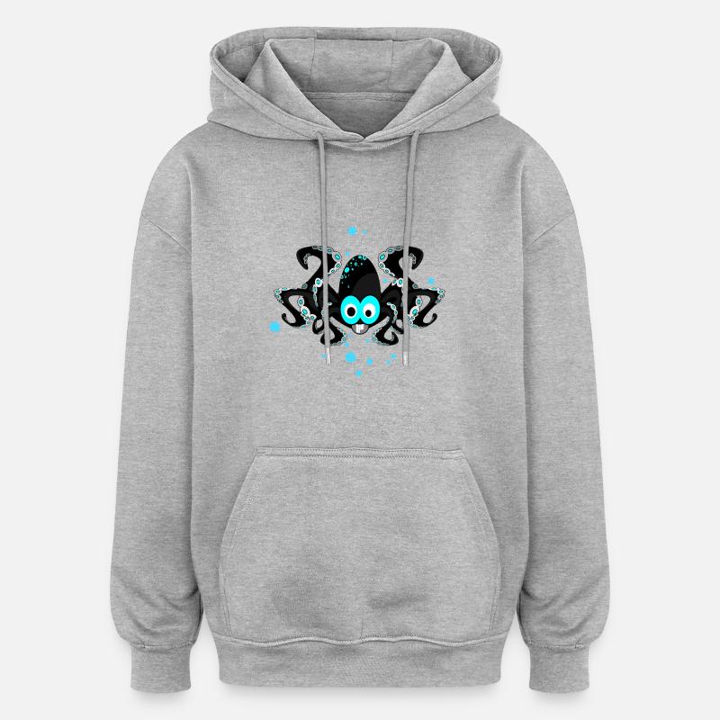 poulpe - Sweat à capuche oversize unisexe - gris chiné