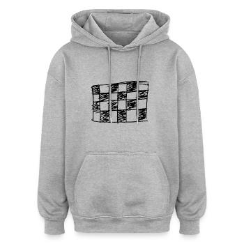 Échiquier dessiné - Sweat à capuche oversize unisexe - gris chiné - Devant - Noah (186cm)