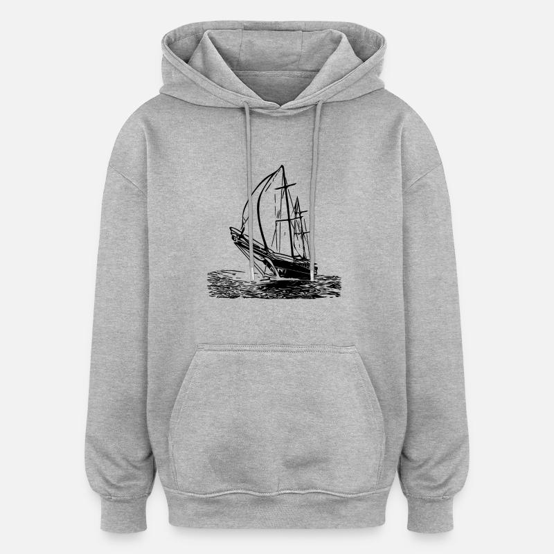 Voilier élégant avec voiles - Sweat à capuche oversize unisexe - gris chiné