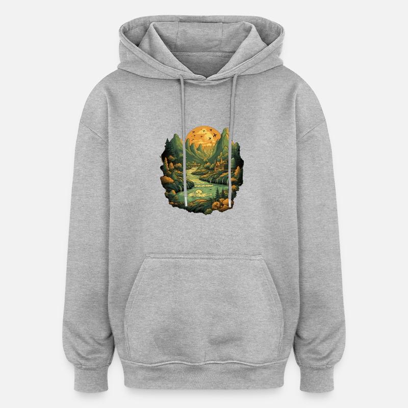 Paysage - Sweat à capuche oversize unisexe - gris chiné