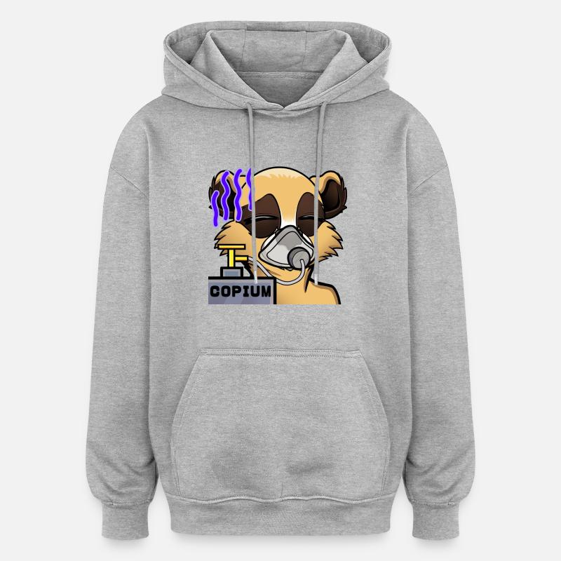 Suricate « Copium » - Sweat à capuche oversize unisexe - gris chiné