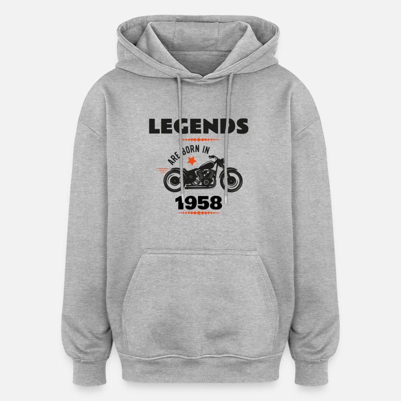 né en 1958 - Sweat à capuche oversize unisexe - gris chiné
