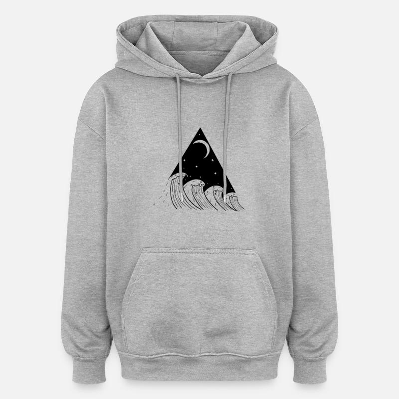 Wave geometric - Sweat à capuche oversize unisexe - gris chiné