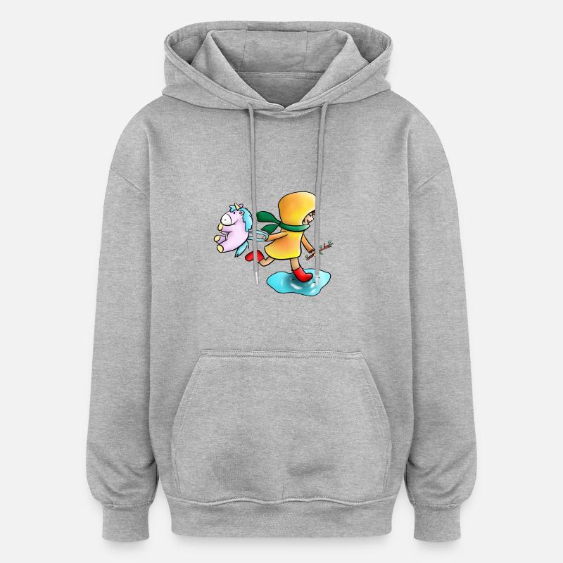 Couleur d'enfance - Sweat à capuche oversize unisexe - gris chiné