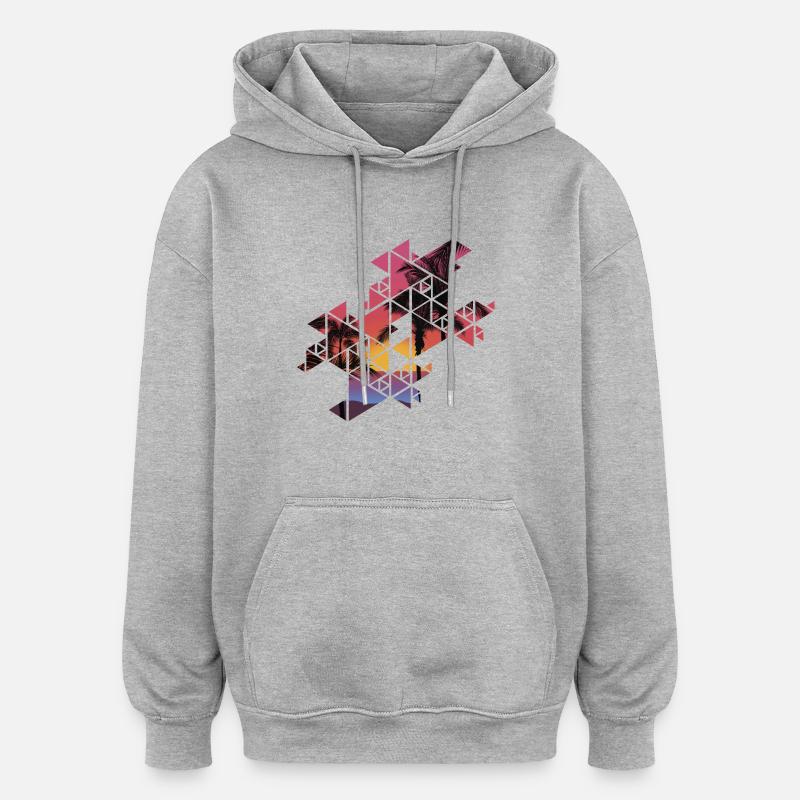 coucher du soleil plage - Sweat à capuche oversize unisexe - gris chiné