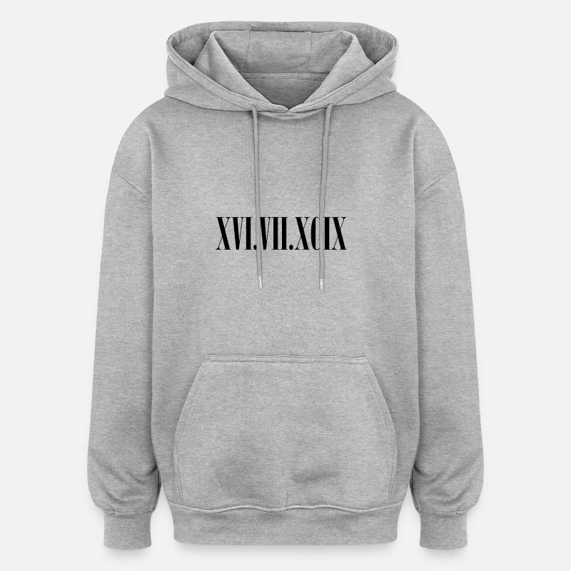 Numéros romains - Sweat à capuche oversize unisexe - gris chiné