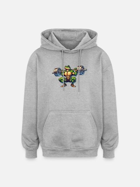 Frog Toad Toad Barbell Gym Fitness Workout - Oversized Unisex Hoodie - heather grey
