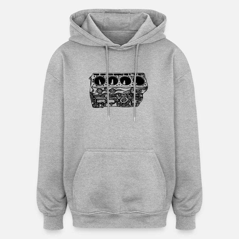 Engine block cylinder displacement fan - Oversized Unisex Hoodie - heather grey