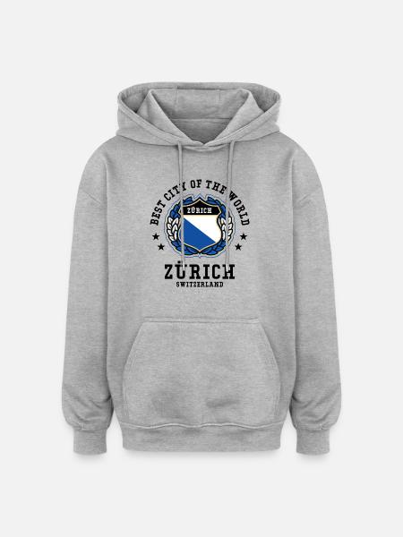 Zürich - Oversized Unisex Hoodie - Grau meliert