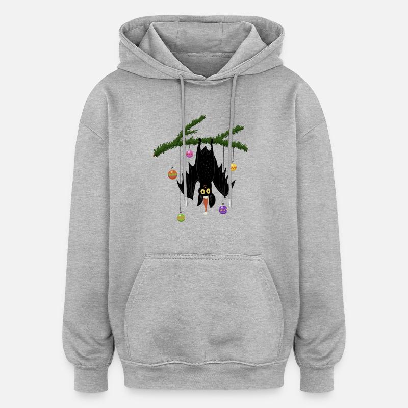 Weihnachtsfledermaus - Oversized Unisex Hoodie - Grau meliert
