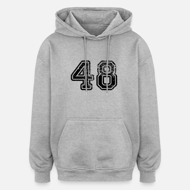 48 - Sweat à capuche oversize unisexe - gris chiné