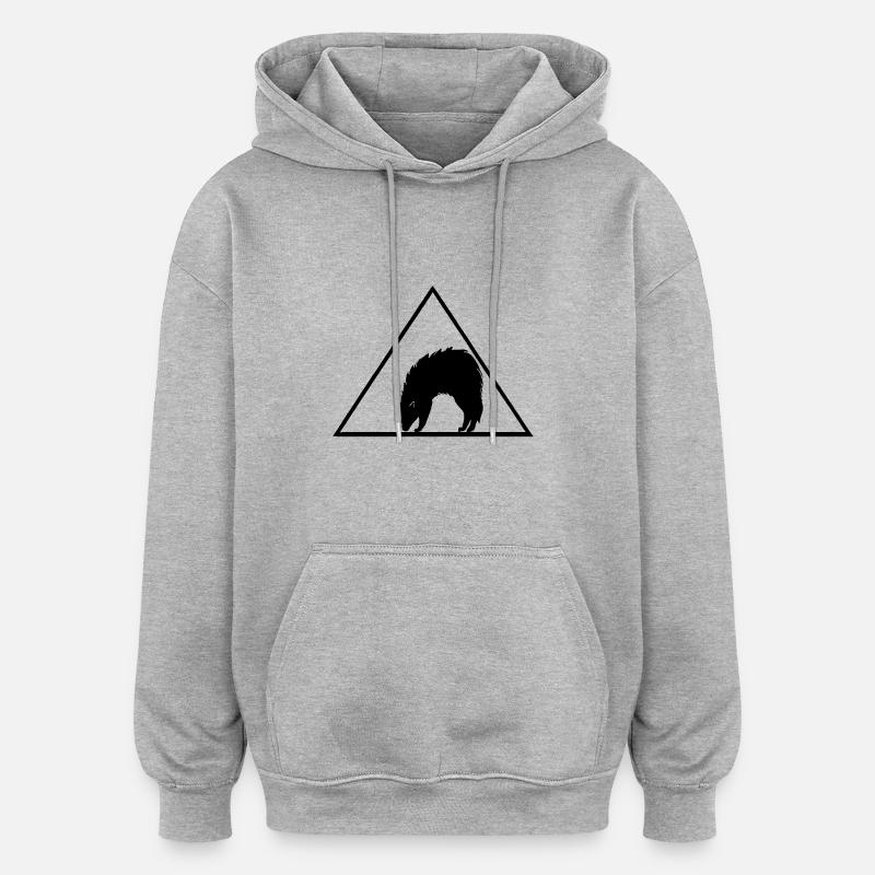 Loup dans le triangle - Sweat à capuche oversize unisexe - gris chiné