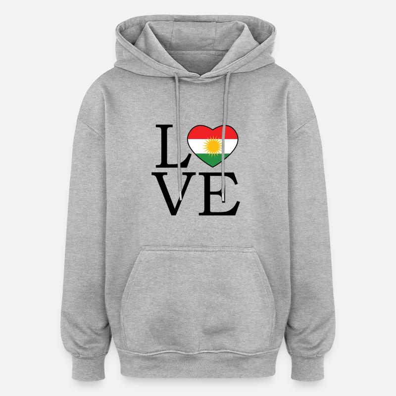 Kurdistan Flag Bakur Bashur Rojava Rojhlt Newroz - Oversized Unisex Hoodie - heather grey