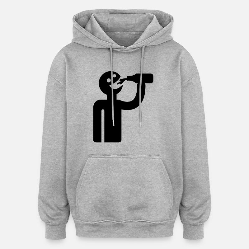 Ivrogne - buveurs - Sweat à capuche oversize unisexe - gris chiné