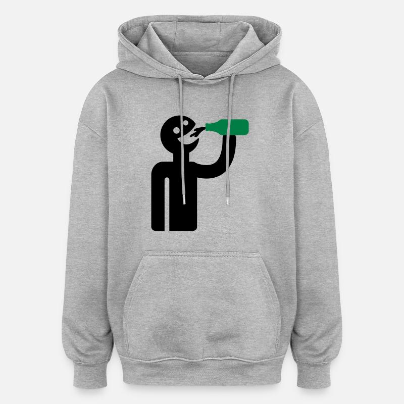 Säufer - Trinker - Oversized Unisex Hoodie - Grau meliert