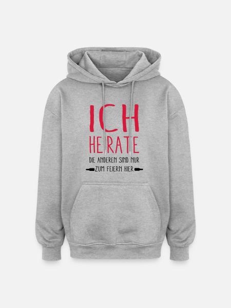 - ich Heirate - - Oversized Unisex Hoodie - Grau meliert