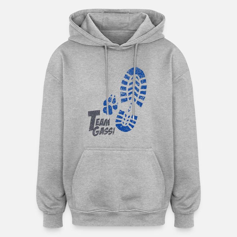 Fussabdruecke blau - Oversized Unisex Hoodie - Grau meliert