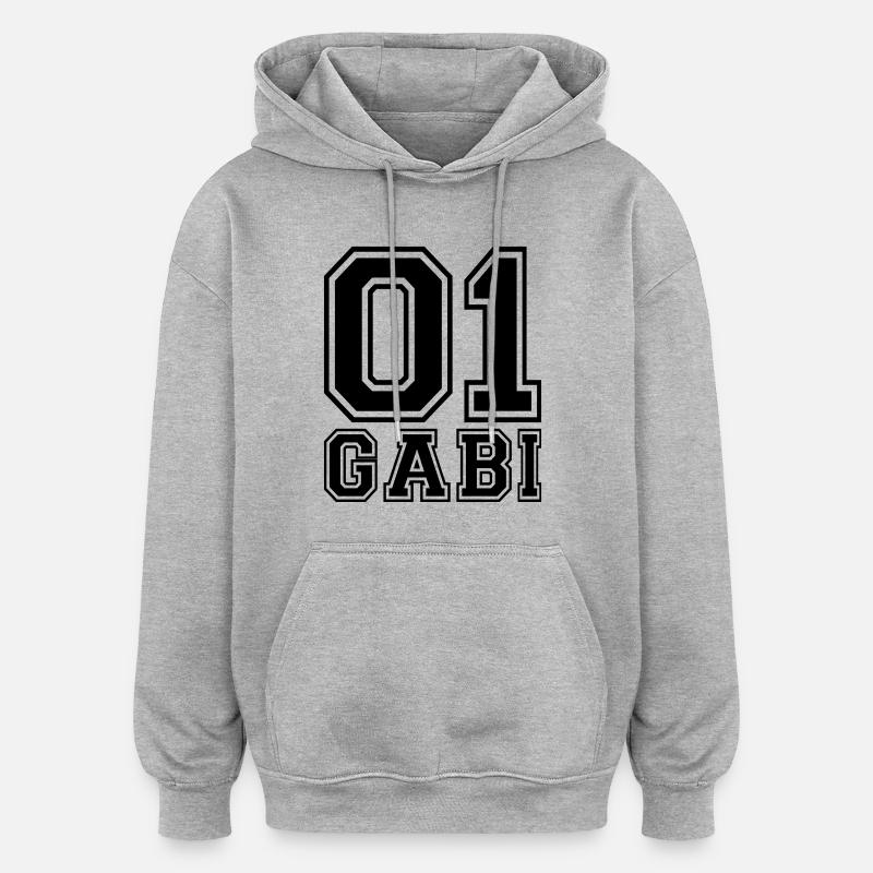 Gabi - Nom - Sweat à capuche oversize unisexe - gris chiné