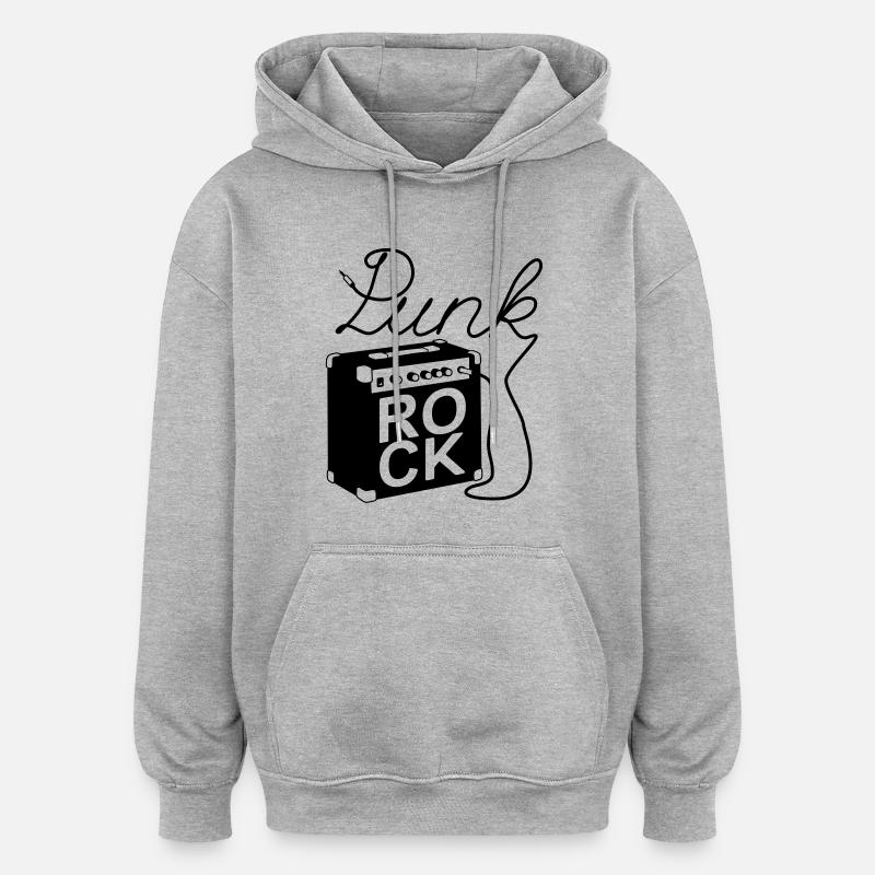 Punk rock Amp - Sweat à capuche oversize unisexe - gris chiné