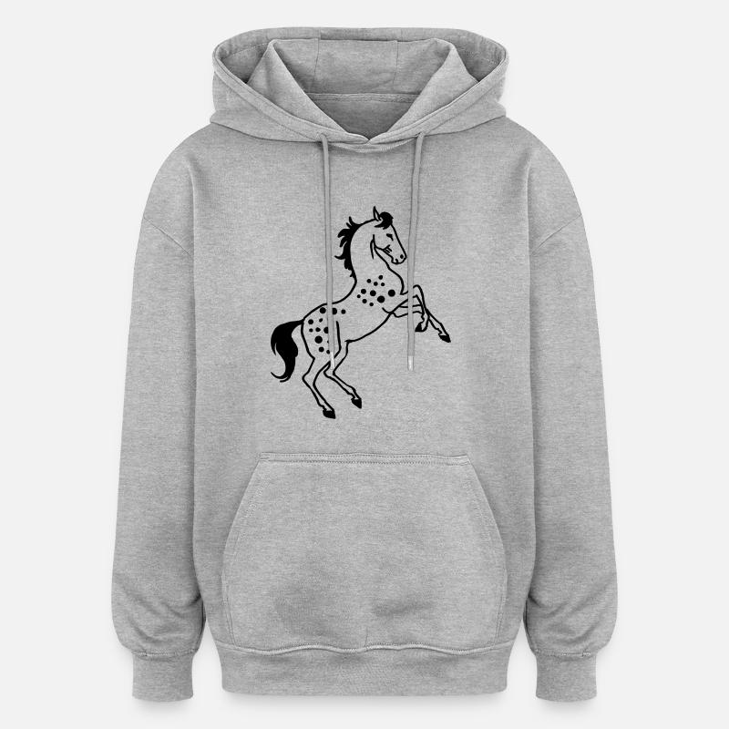 Cheval cabré - Sweat à capuche oversize unisexe - gris chiné
