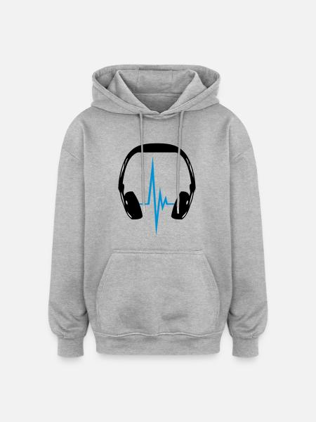 headphone_pulse - Sweat à capuche oversize unisexe - gris chiné
