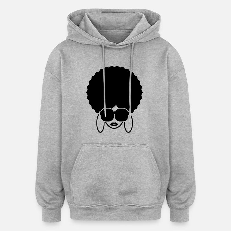 afro_queen__f1 - Sweat à capuche oversize unisexe - gris chiné