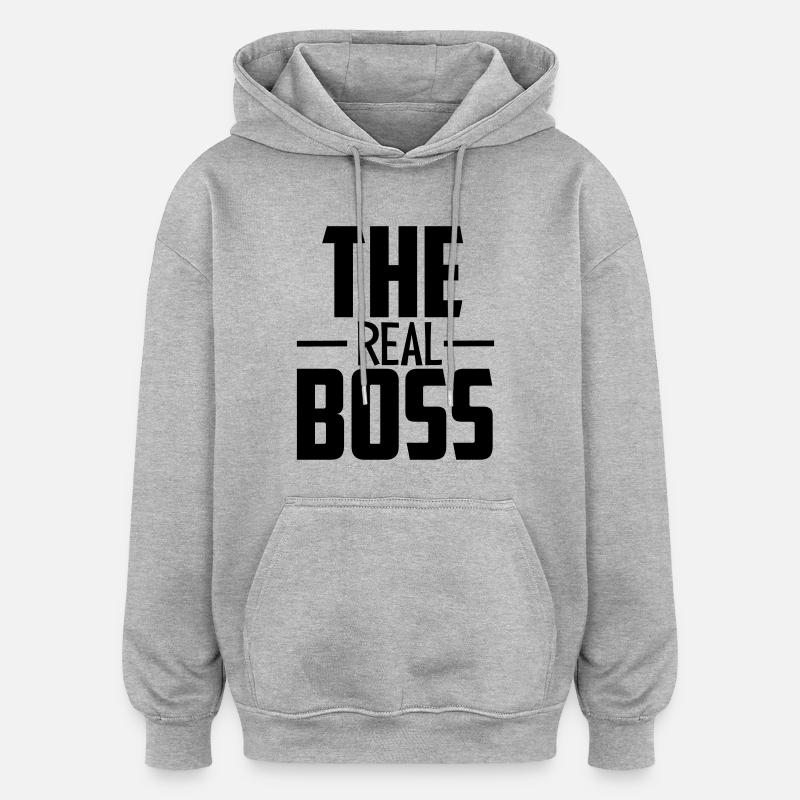 The Real Boss - Oversized Unisex Hoodie - heather grey