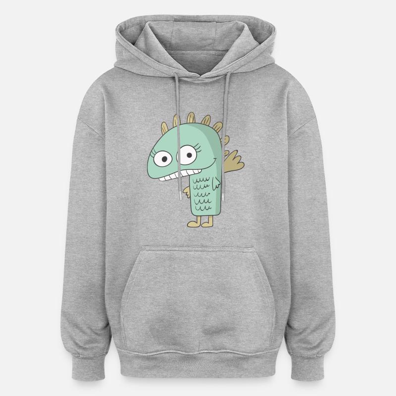 Monstres - Sweat à capuche oversize unisexe - gris chiné