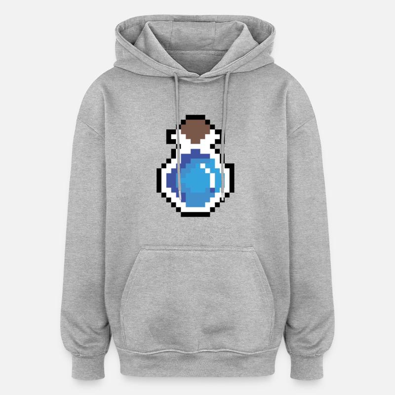 Potion bleue pixel art - Sweat à capuche oversize unisexe - gris chiné