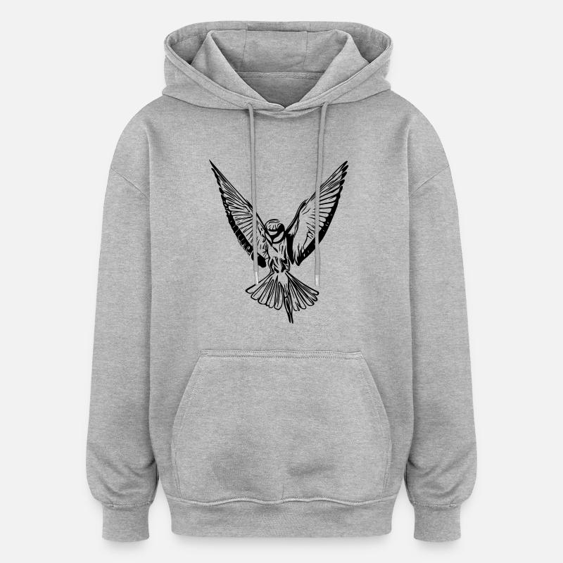 Vogel - Oversized Unisex Hoodie - Grau meliert