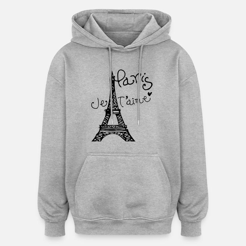 Paris Je T'aime Eiffel tower - Oversized Unisex Hoodie - heather grey