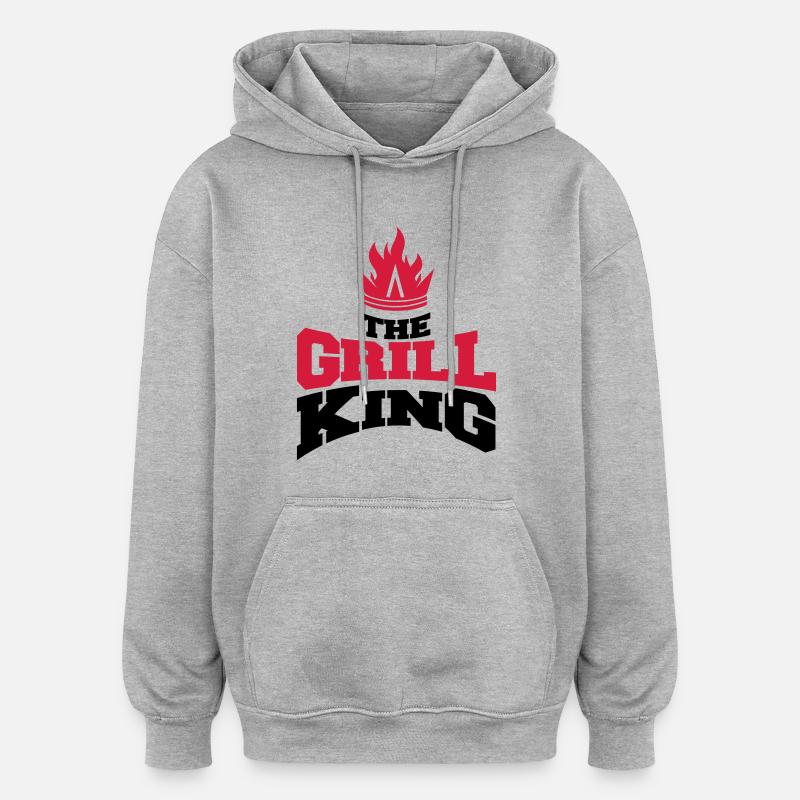 le roi du barbecue - Sweat à capuche oversize unisexe - gris chiné