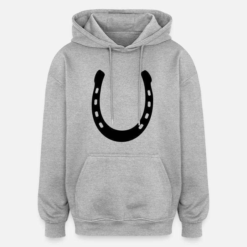 hufeisen_f1 - Sweat à capuche oversize unisexe - gris chiné