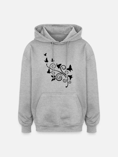 wirbelt Kunst & Schmetterlinge - Oversized Unisex Hoodie - Grau meliert