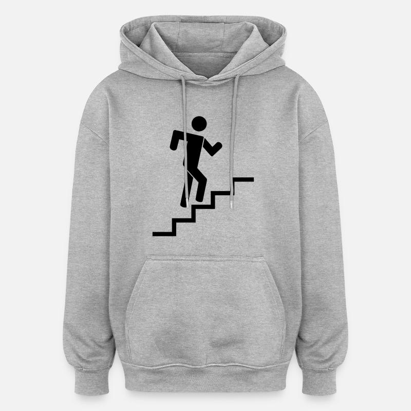 stairs runner - Sweat à capuche oversize unisexe - gris chiné