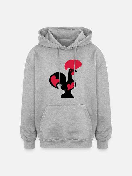 portuguese drawing Rooster of Barcelos portugal - Oversized Unisex Hoodie - heather grey