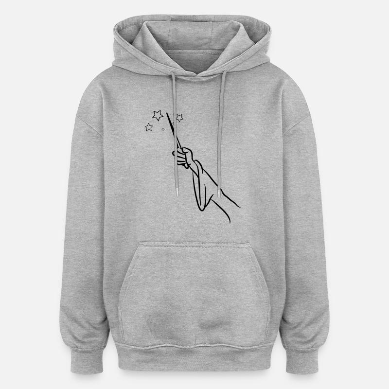 zauberer Zauberstab - Oversized Unisex Hoodie - Grau meliert