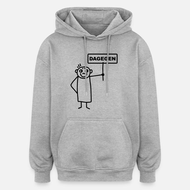 Männchen dagegen - Oversized Unisex Hoodie - Grau meliert