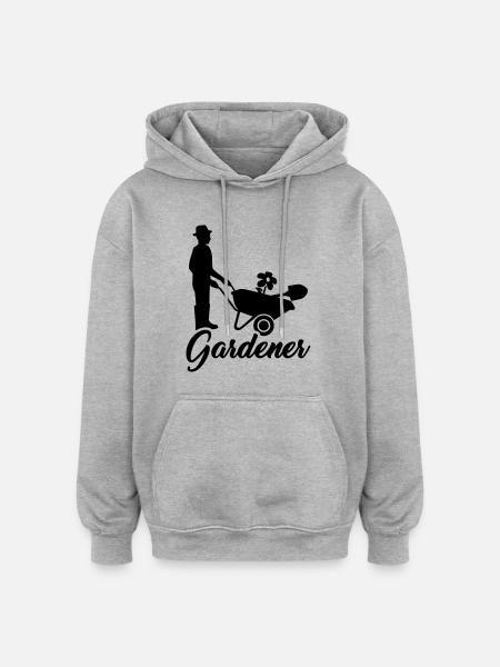 Jardinier - Sweat à capuche oversize unisexe - gris chiné