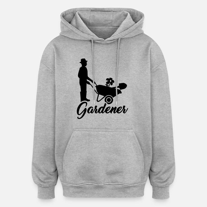 Jardinier - Sweat à capuche oversize unisexe - gris chiné