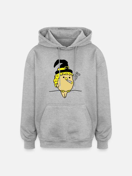 bird_witch_smoke_01 - Oversized Unisex Hoodie - Grau meliert