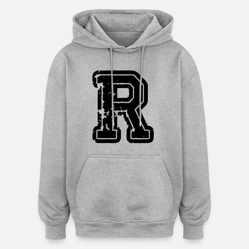 buchstabe_r - Sweat à capuche oversize unisexe - gris chiné