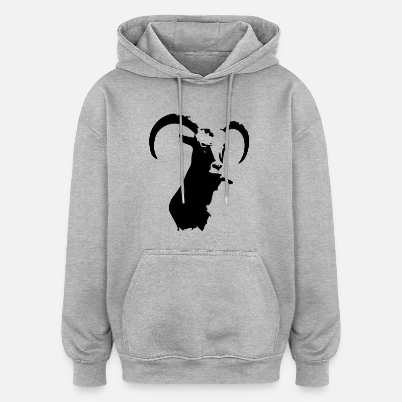 steinbock tier - Oversized Unisex Hoodie - Grau meliert