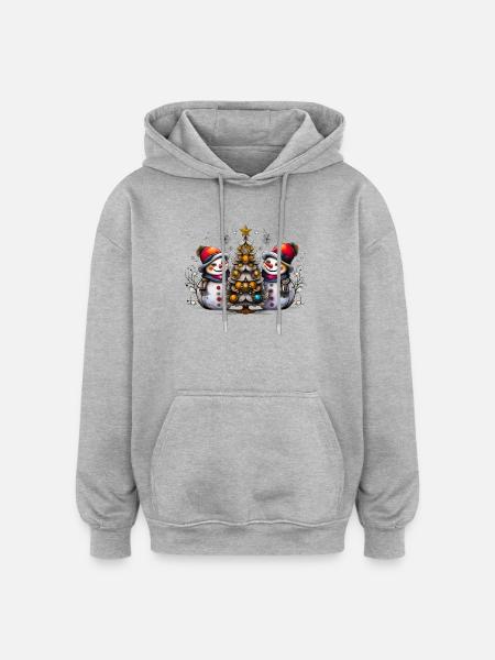 Bunte Schneemänner Moderne Malerei - Oversized Unisex Hoodie - Grau meliert