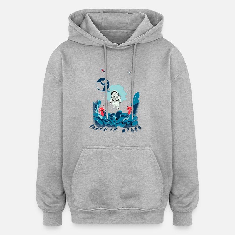 Lapin de l’espace - Sweat à capuche oversize unisexe - gris chiné