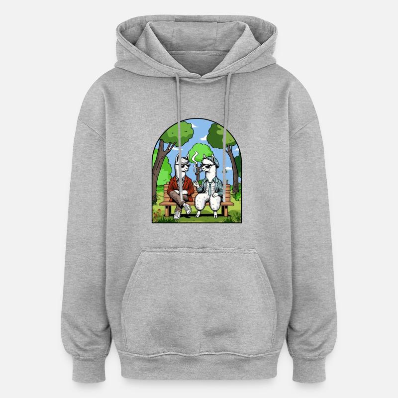 Alpaca Vibes - Pause Cigarette - Sweat à capuche oversize unisexe - gris chiné