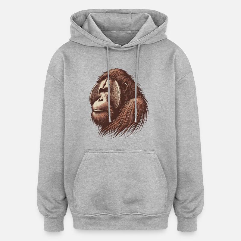 Orang-outan - Sweat à capuche oversize unisexe - gris chiné