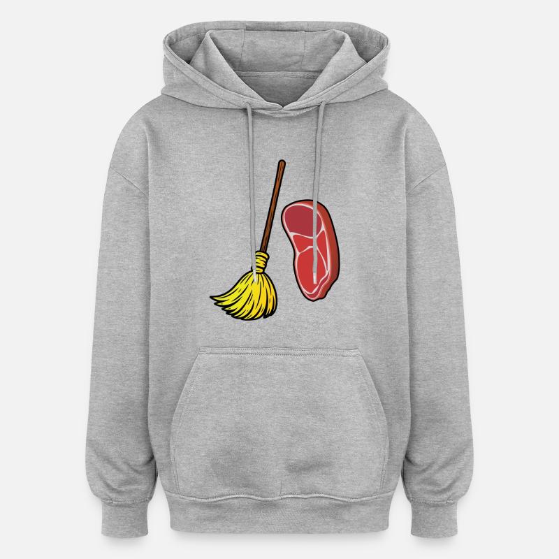 Balai Steak - Sweat à capuche oversize unisexe - gris chiné