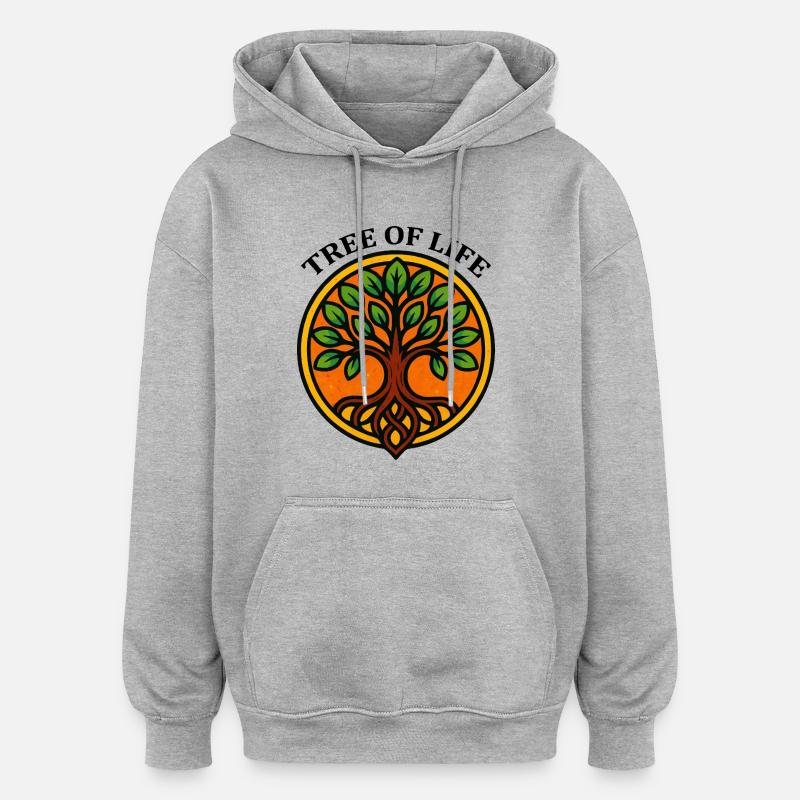Arbre de vie - Sweat à capuche oversize unisexe - gris chiné